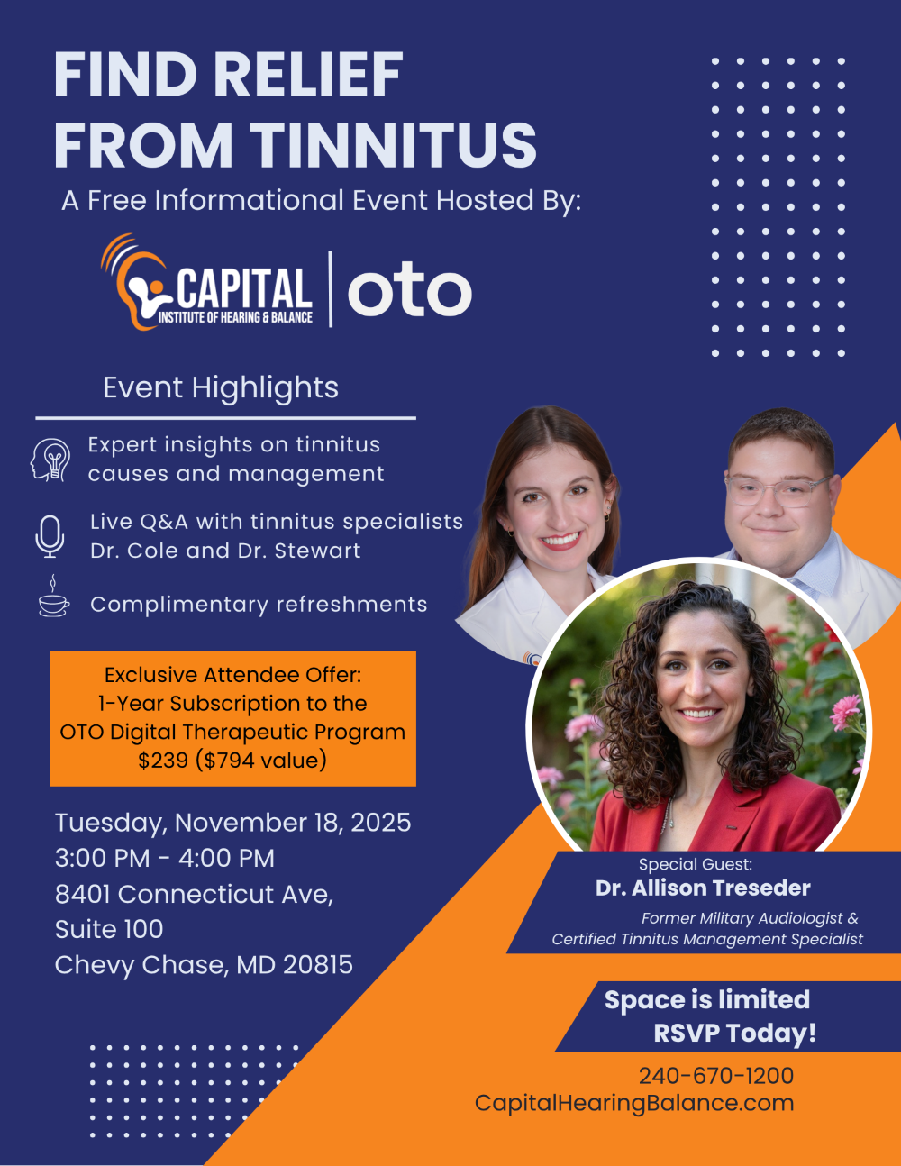 Tinnitus Event_Capital Institute of Hearing & Balance Free Tinnitus Relief Event on Nov. 18th
